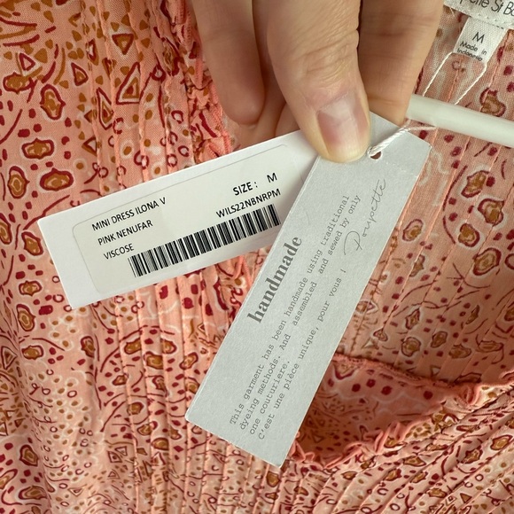 Poupette St Barth Ilona Mini Dress - Pink Print - Size Medium - NWT - Picture 13 of 14